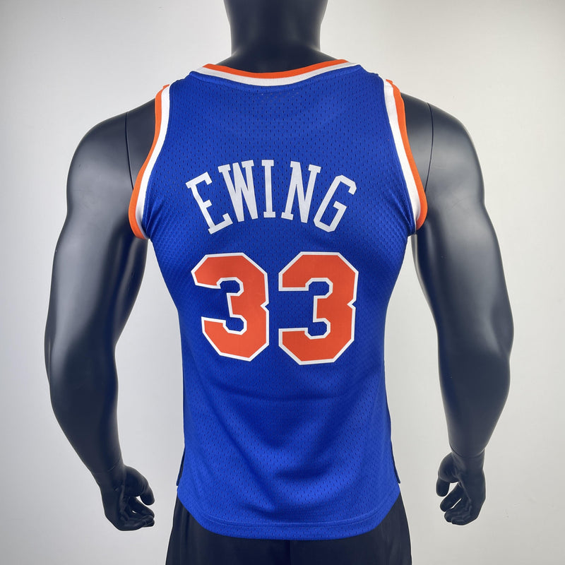 Regata Mitchell & Ness New York Knicks Road Patrick Ewing 1991-1992 Azul - Rei da Pelada