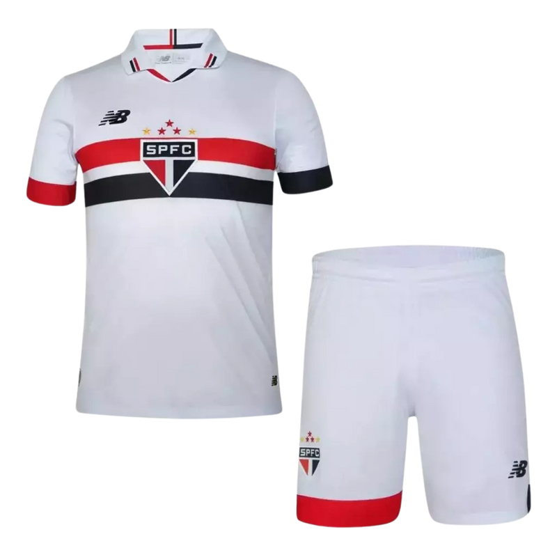 Kit São Paulo Infantil I 24/25 Torcedor New Balance - Branco+Vermelho