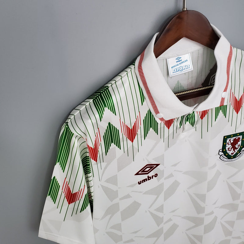 Camisa de Gales Away (2) 1990 Umbro Retrô Masculina