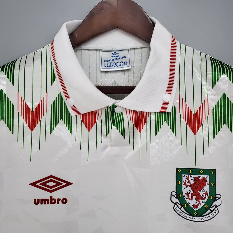 Camisa de Gales Away (2) 1990 Umbro Retrô Masculina