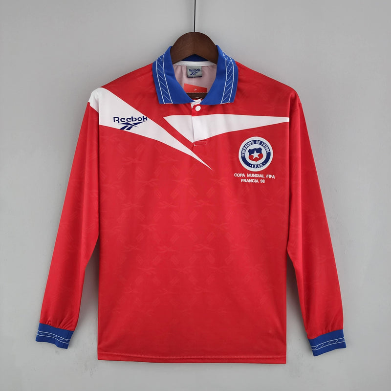 Camisa Chile Home (1) 1998 Reebok Retrô Manga Longa Masculina