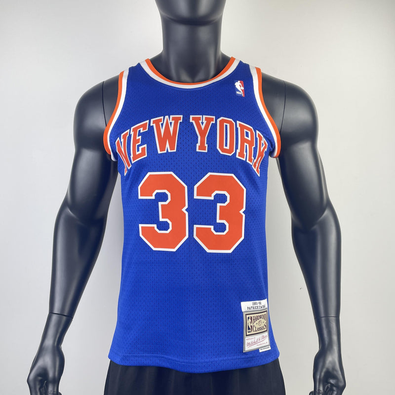 Regata Mitchell & Ness New York Knicks Road Patrick Ewing 1991-1992 Azul - Rei da Pelada